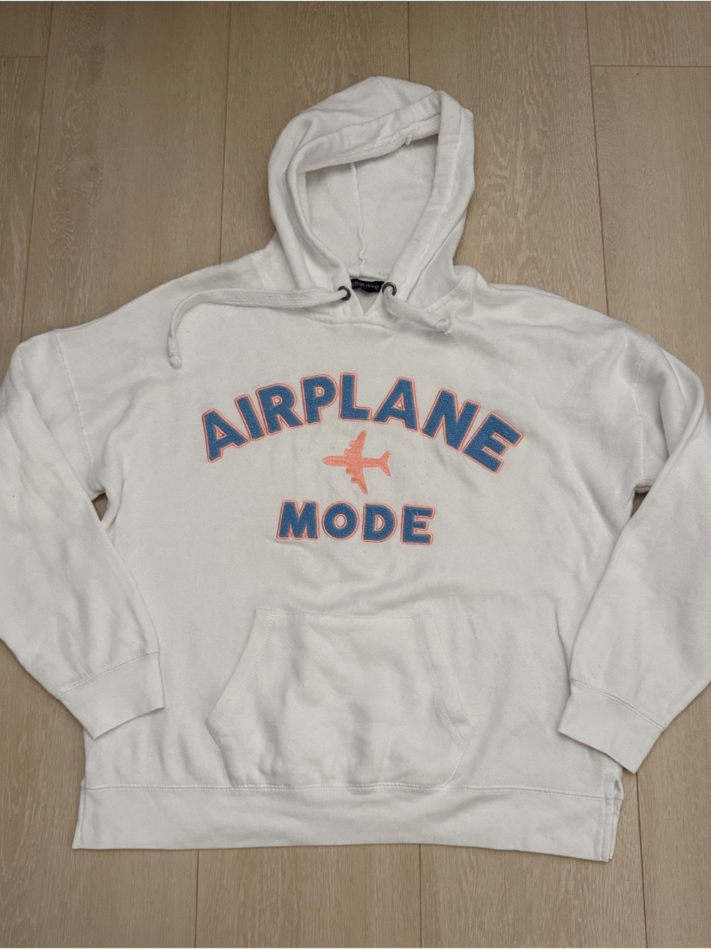 ✨Ocean Drive Cream Hoodie with Blue and Coral Embroidered Letters